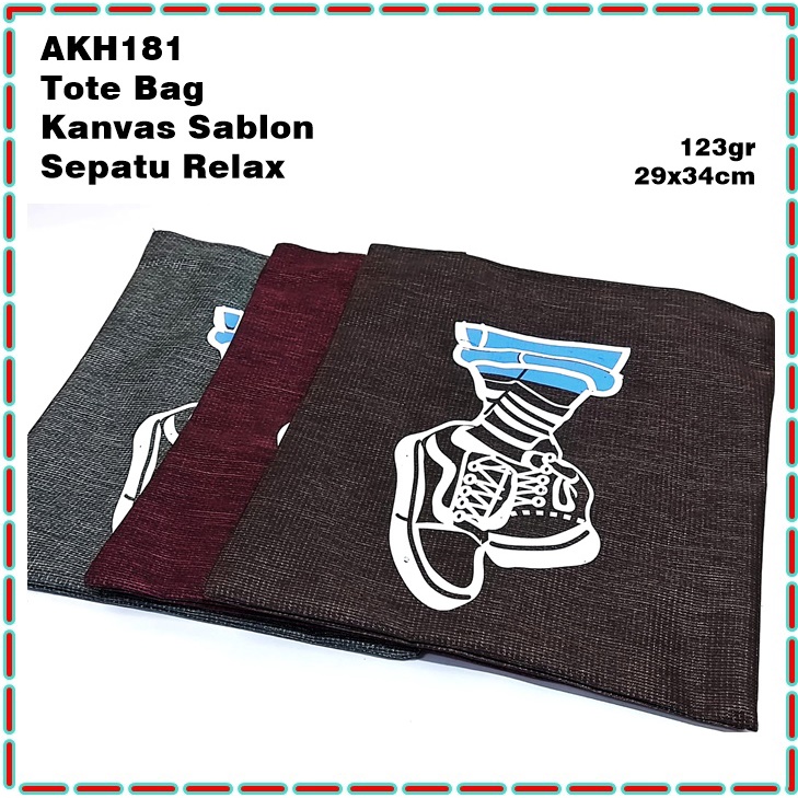 AKH181 Tote Bag Kanvas Sablon Sepatu Relax