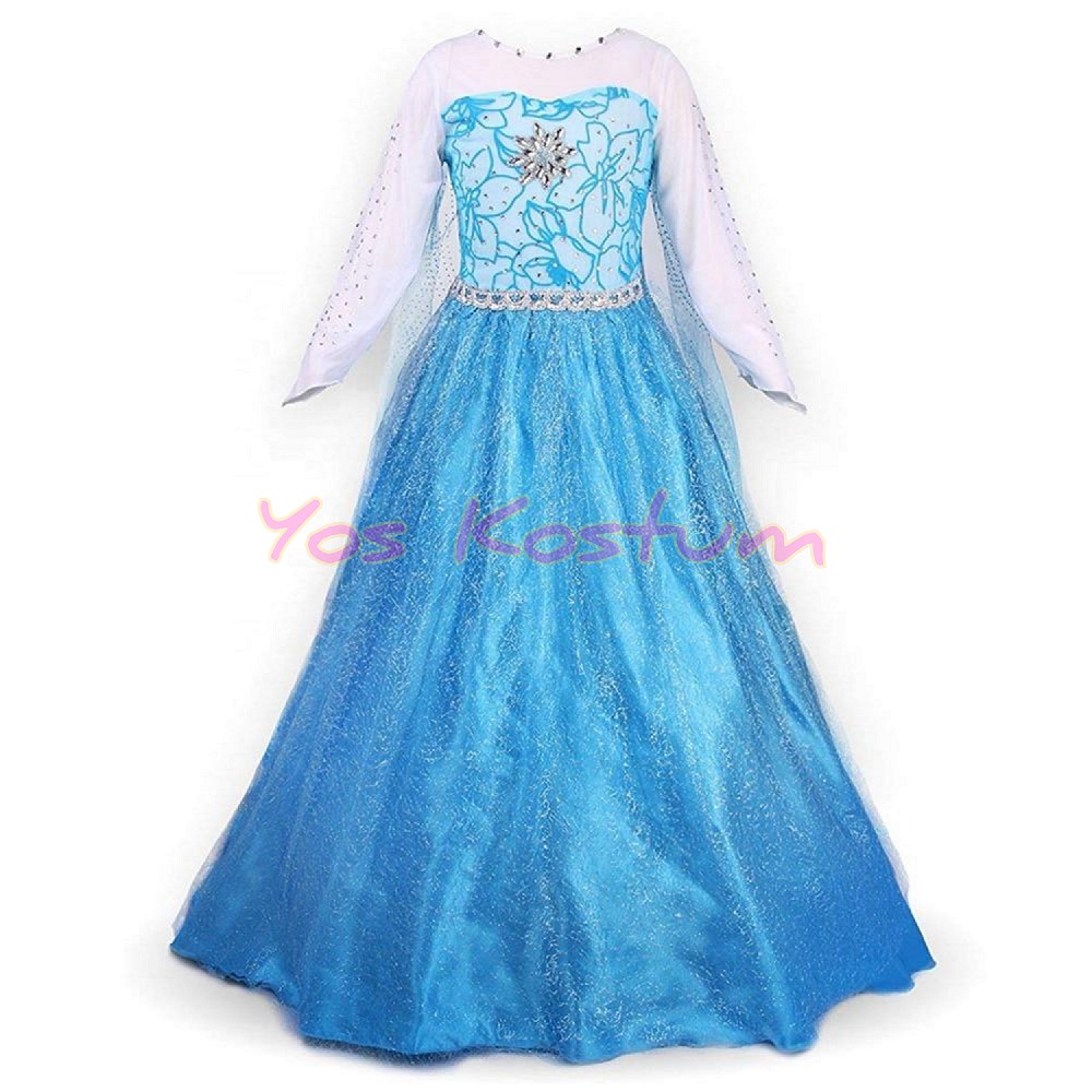 Kostum Princess Anak Elsa Frozen Dress Gaun Baju Pesta Ultah Import