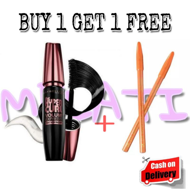 (Buy 1 Get 1Free) Maskara Maybelline Hypercurl Black Pensil Alis Viva