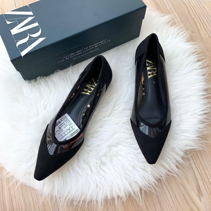 ZARA SUEDE VINYL FLAT BALERINA SEPATU WANITA ORIGINAL ZARA 02 - 35
