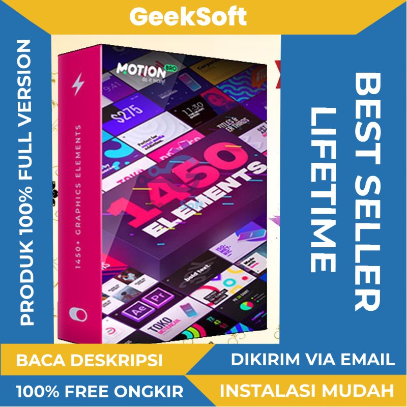 [LIMITED EDITION] 1450 Graphics Pack Premiere After Effect Win Mac - Paket grafis komprehensif untuk editing video dan efek visual