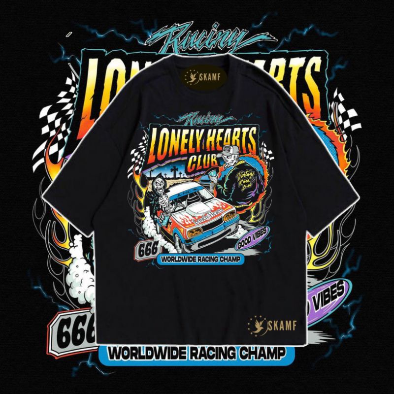 KAOS VINTAGE NASCAR 666 LONELY HEARTS CLUB | T-SHIRT MOBIL BALAP NASCAR | KAOS BLACK METAL | BAJU HI