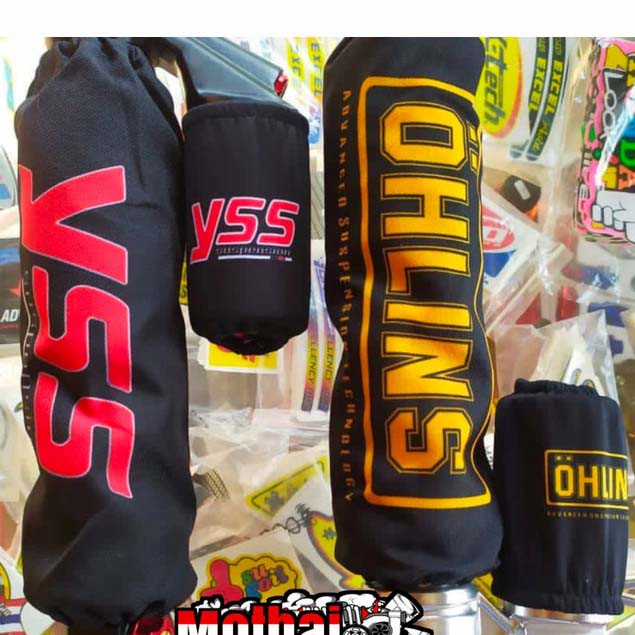 COVER TABUNG &amp; SARUNG SHOCK ( SET ) PELINDUNG SHOCK BELAKANG , Logo O, RCB, YSS, KTC racing,WP.