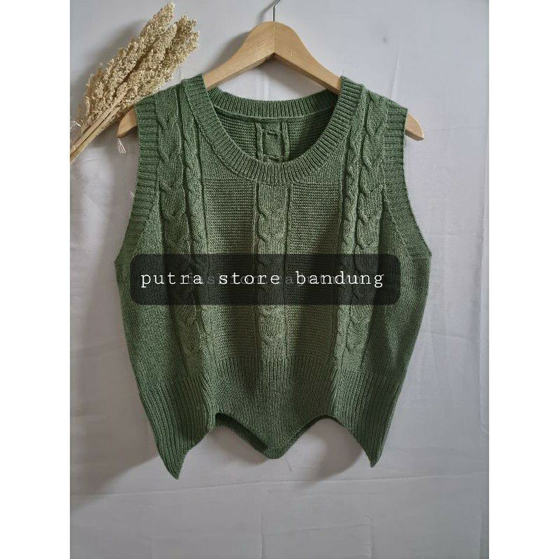 VEST ROMPI RAJUT CROP MAWAR PREMIUM