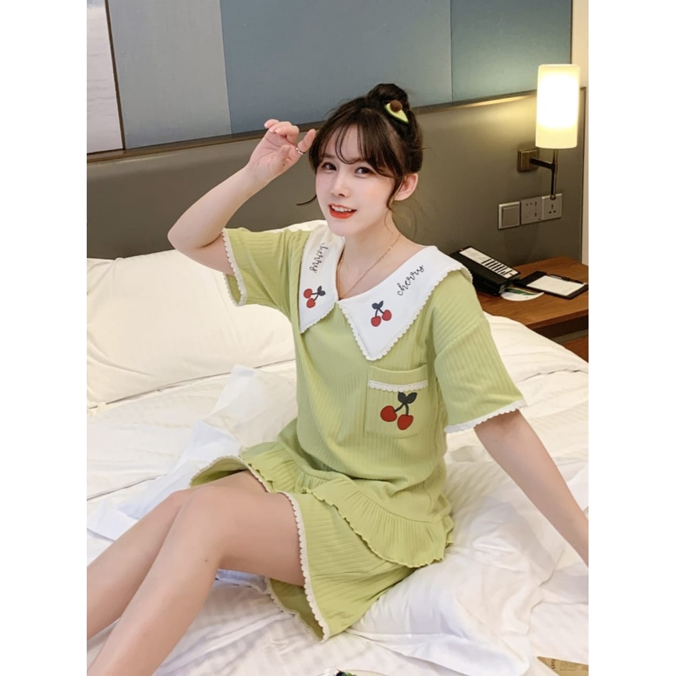 Baju tidur piyama hotpant kra bahan kaos katun import