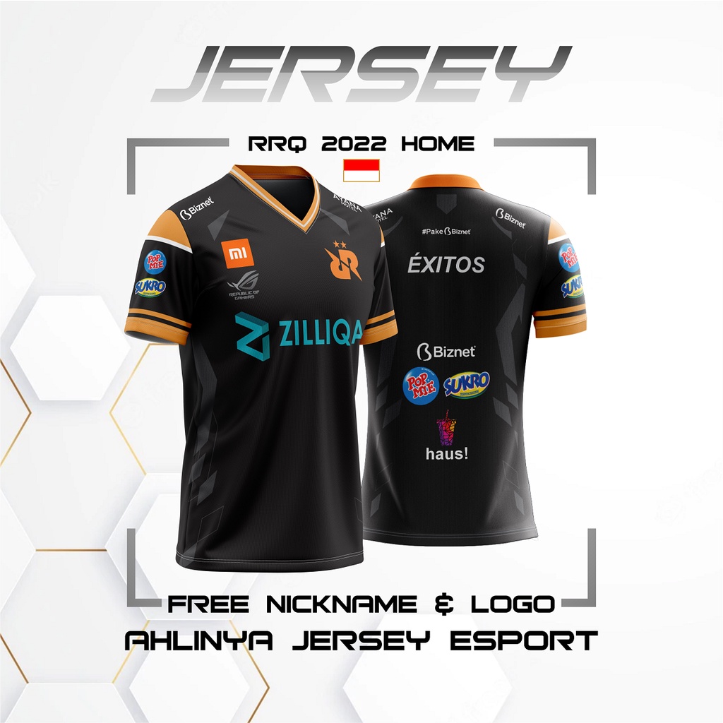 JERSEY KAOS RRQ ESPORT HOME TERBARU 2022 HITAM FREE NICKNAME TERMURAH