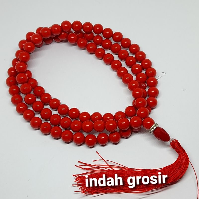 TASBIH BATU MARJAN RED CORAL 99BUTIR