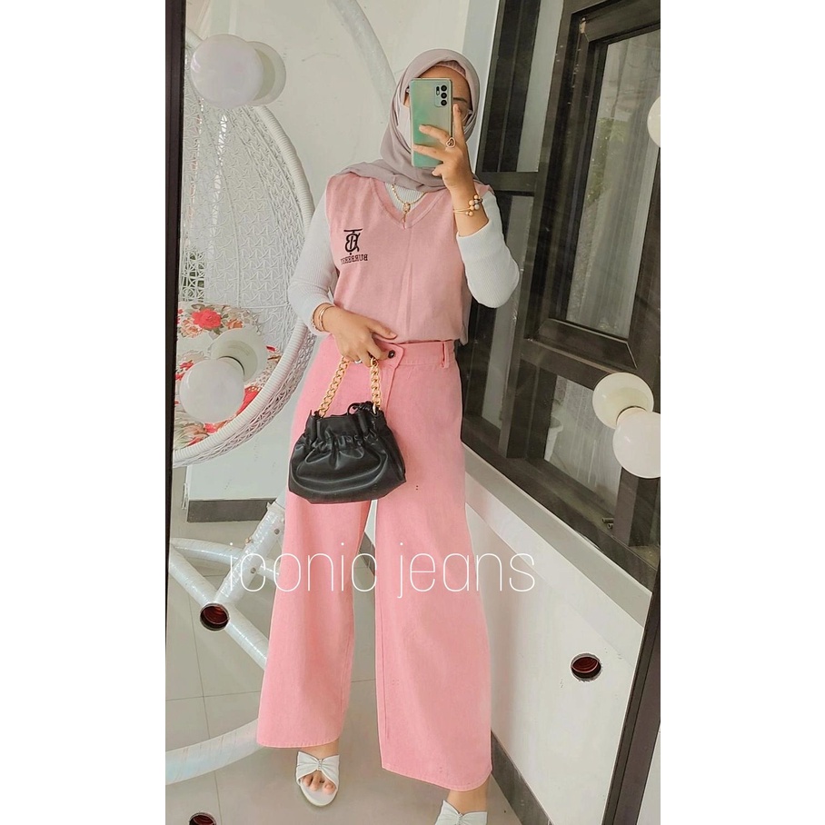 MOZZA JEANS CULLOTE/ KULOT JEANS WANITA WARNA PUTIH HITAM KHAKI CHOCO SAGE LILAC