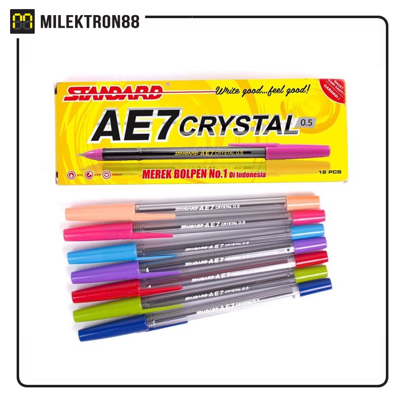 STANDARD Pen AE7 Crystal 0.5 mm Pulpen Oil Gel (Pack)