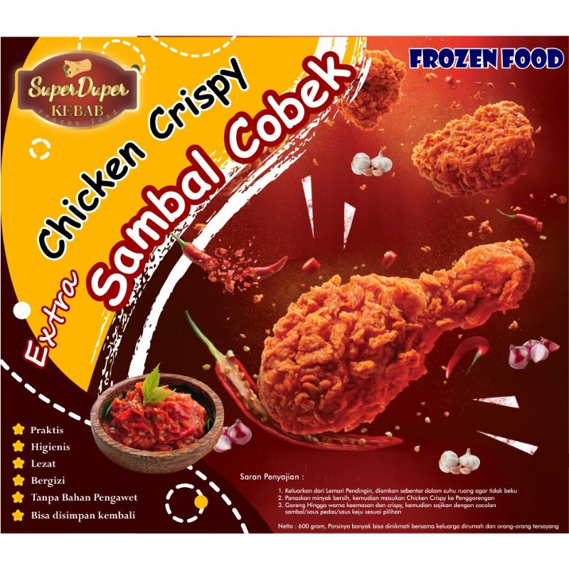 

CHICKEN CRISPY EXTRA SAMBAL COBEK - CHICKEN CRISPY FROZEN - AYAM GEPREK FROZEN (GOSEND ONLY‼️)