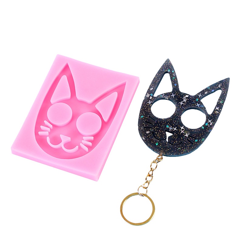 Cetakan Resin Epoksi Bentuk Kucing Lucu Bahan Silikon Handmade DIY Untuk Liontin Gantungan Kunci