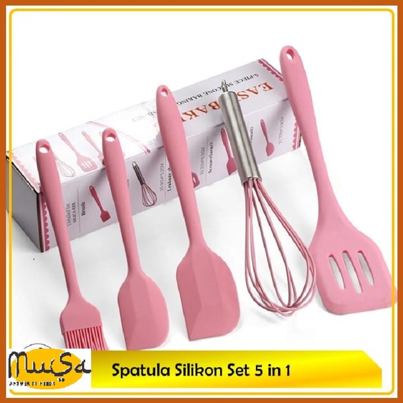 Promo Spatula Set 5 in 1 Original Murah Berkualitas- Spatula Silikon Tahan Panas Sotil Silikon Set - Sutil Silikon Tahan Panas Murah