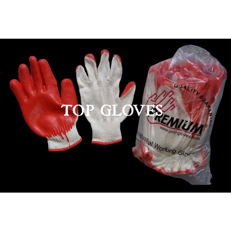 Sarung Tangan Benang Lapis Karet - Gloves Lateks Coating Merk Premium - Sarung Tangan Anti Slip - Sarung Tangan Proyek  - Sarung Tangan Industri