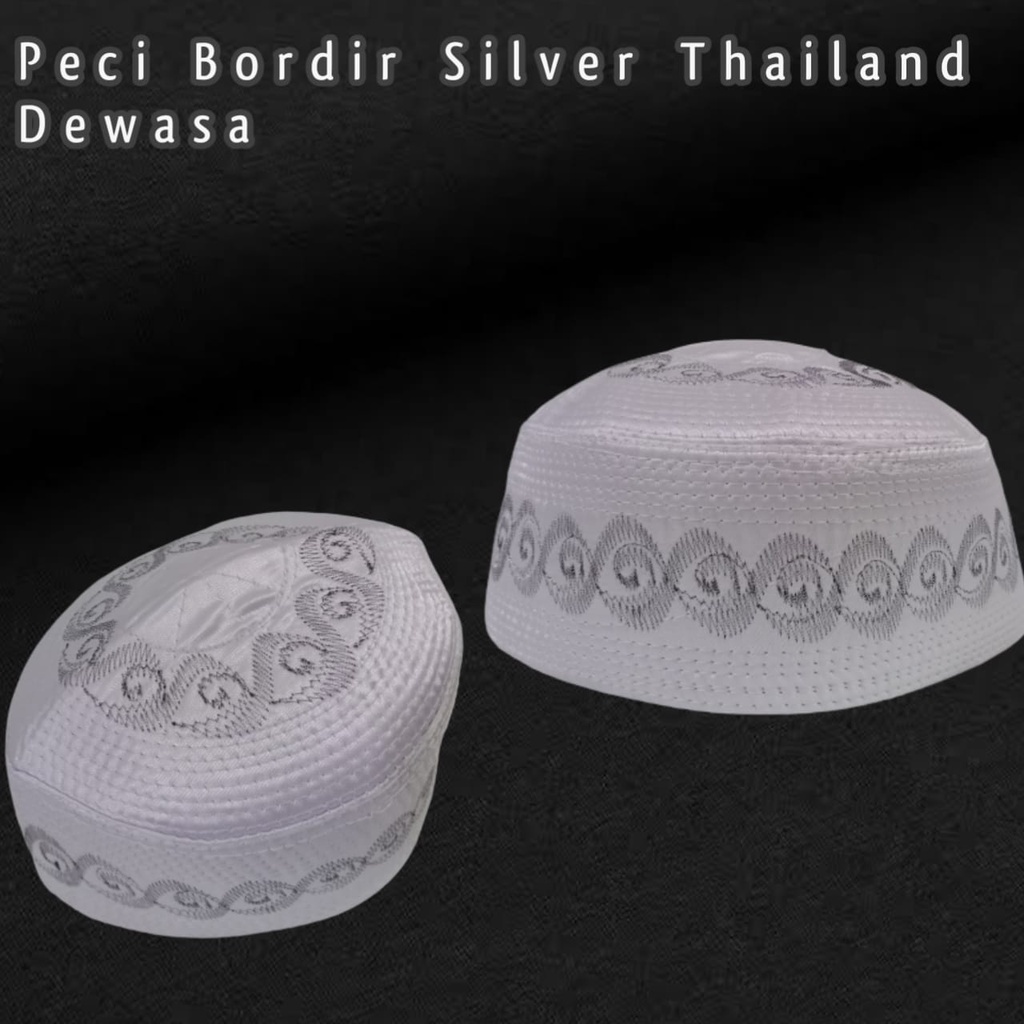 Peci thailand bordir silver new