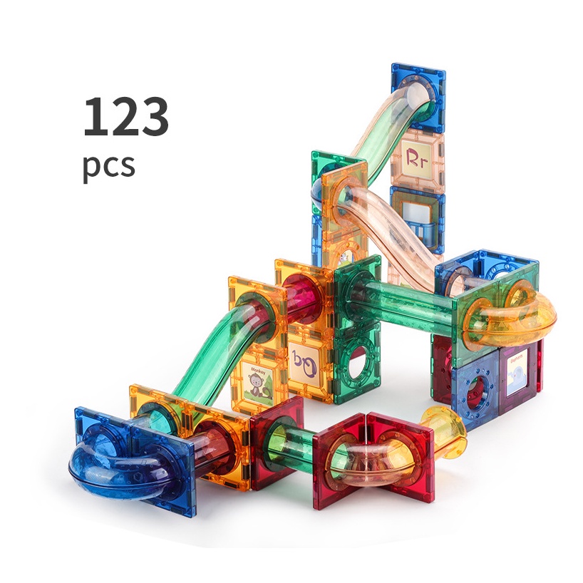 Marblerun 123 pcs Free Kontainer box Mainan Anak Magnetic Marble run 3D DIY