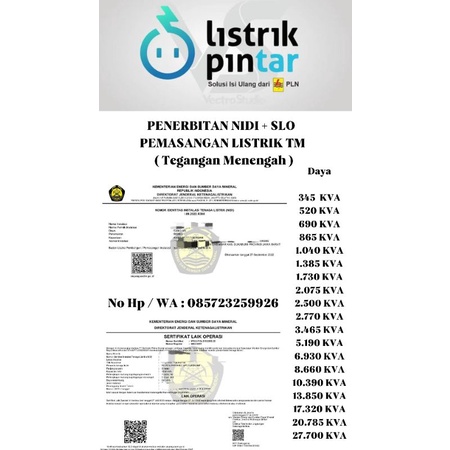 SLO NIDI TM ( Tegangan Menengah ) RESMI REG PLN
