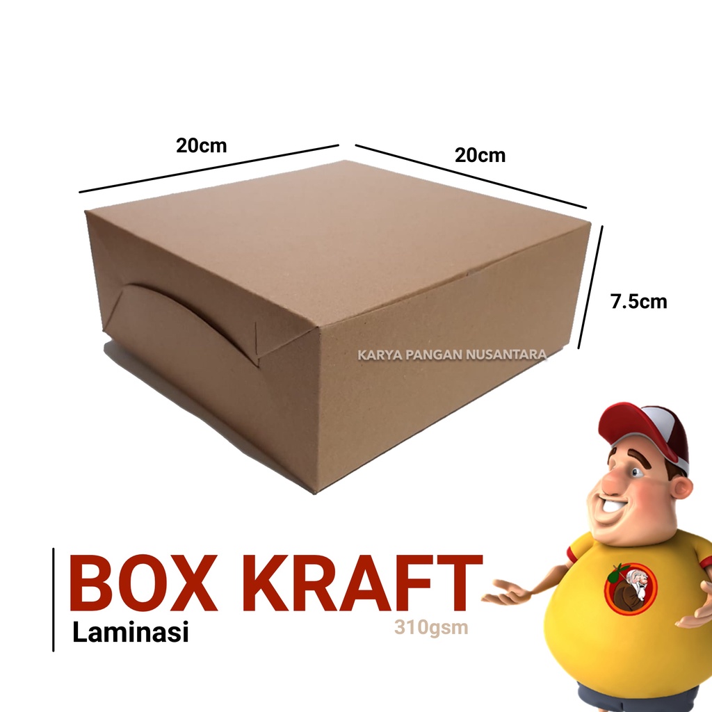 

KOTAK KUE KRAFT LAMINASI 20 X 20 X 7.5 CM BOX KUE DUS KUE KOTAK NASI