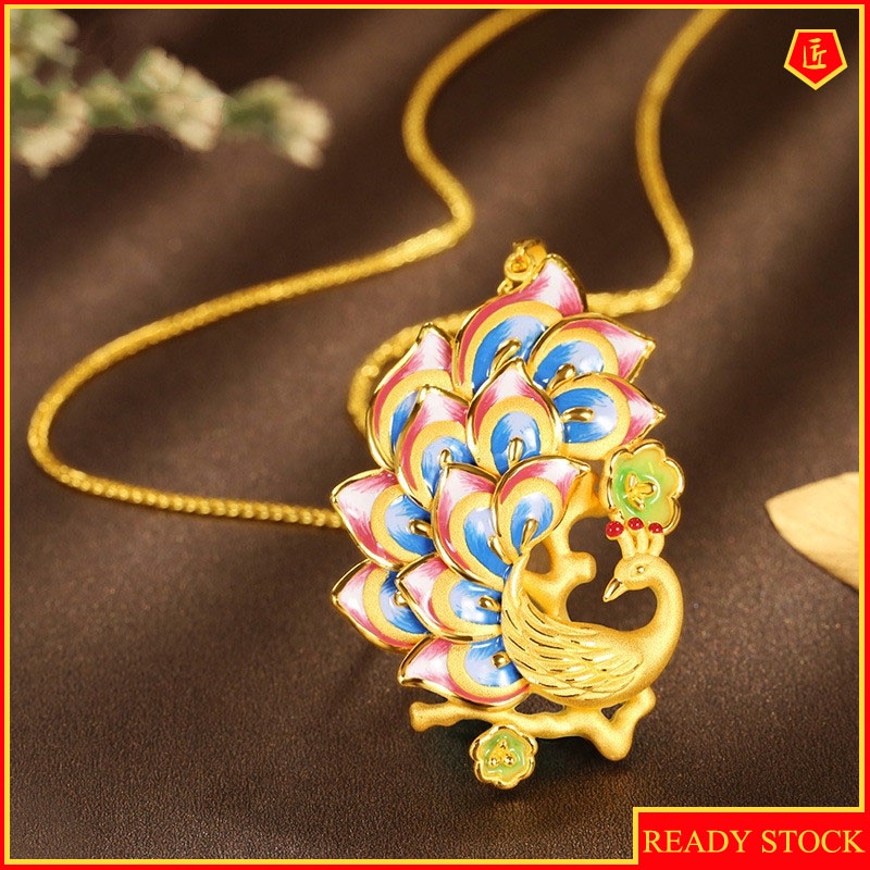 [Ready Stock]Fashion Gold-Plated Peacock Pendant Elegant Necklace