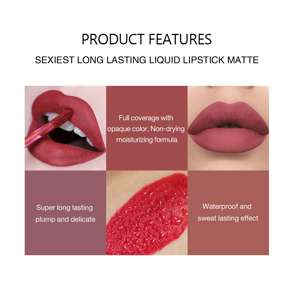 Allphv Matte Liquid Lip Gloss Lipstick Long-lasting Waterproof Pelembab Pigmentasi Tinggi Tahan Air Anti Lengket 12 Colors