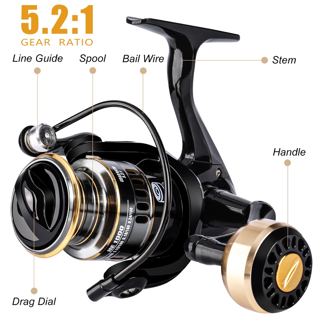 Sougayilang Spinning Fishing Reel 5.2: 1 Gear Ratio Fishing Reel Untuk Memancing Di Luar Ruangan