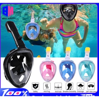 Full Face Snorkeling Set Anti Leak Easy Breathing Diving Mask Kacamata renang Snorkel PVC Alat Selam Snorkel Diving Snorkling Snorkeling Goggles For Adults Kids