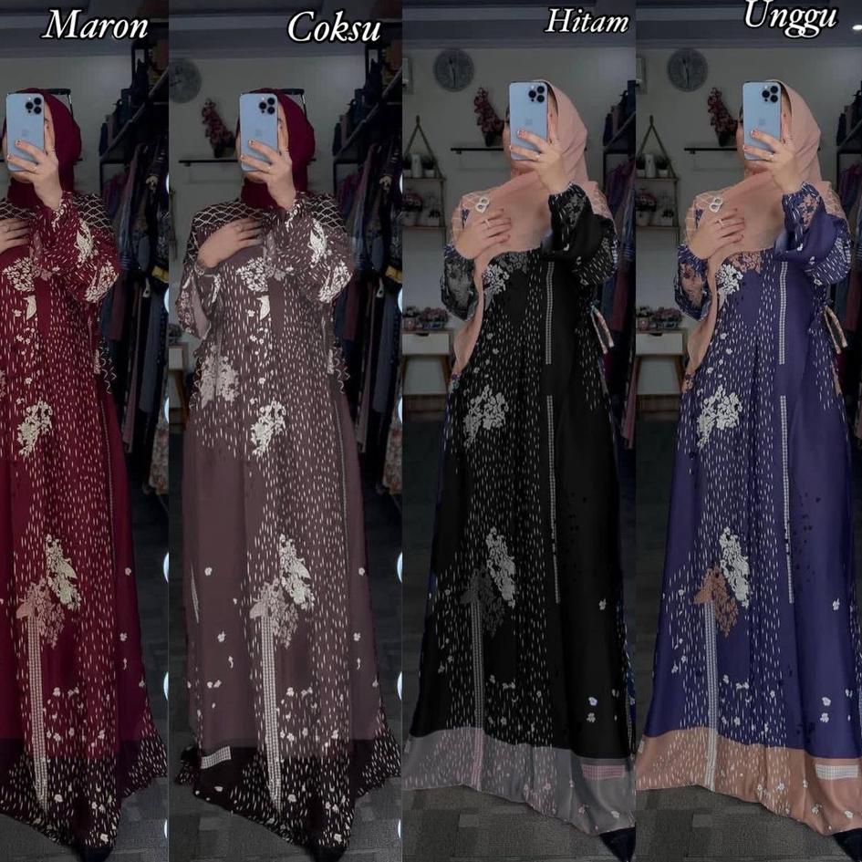 Langsung Beliii.. Maxmara Dior Silk Dress Lux Gamis Wanita Pesta Fashion Muslim  Motif Kain Jumbo Su
