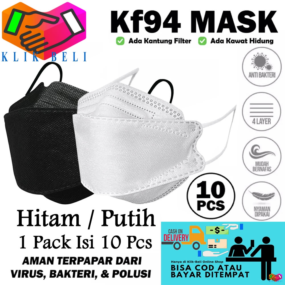 Masker KF94 4 Ply Disposable Face Mask Kesehatan Korea Kpop 4Ply (1 pack isi 10 pcs)