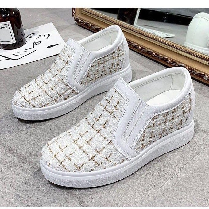 TBIG [COD] Sepatu Slip On Wedges Merry Shoes Wanita Sepatu Korea Style Sekolah Kuliah