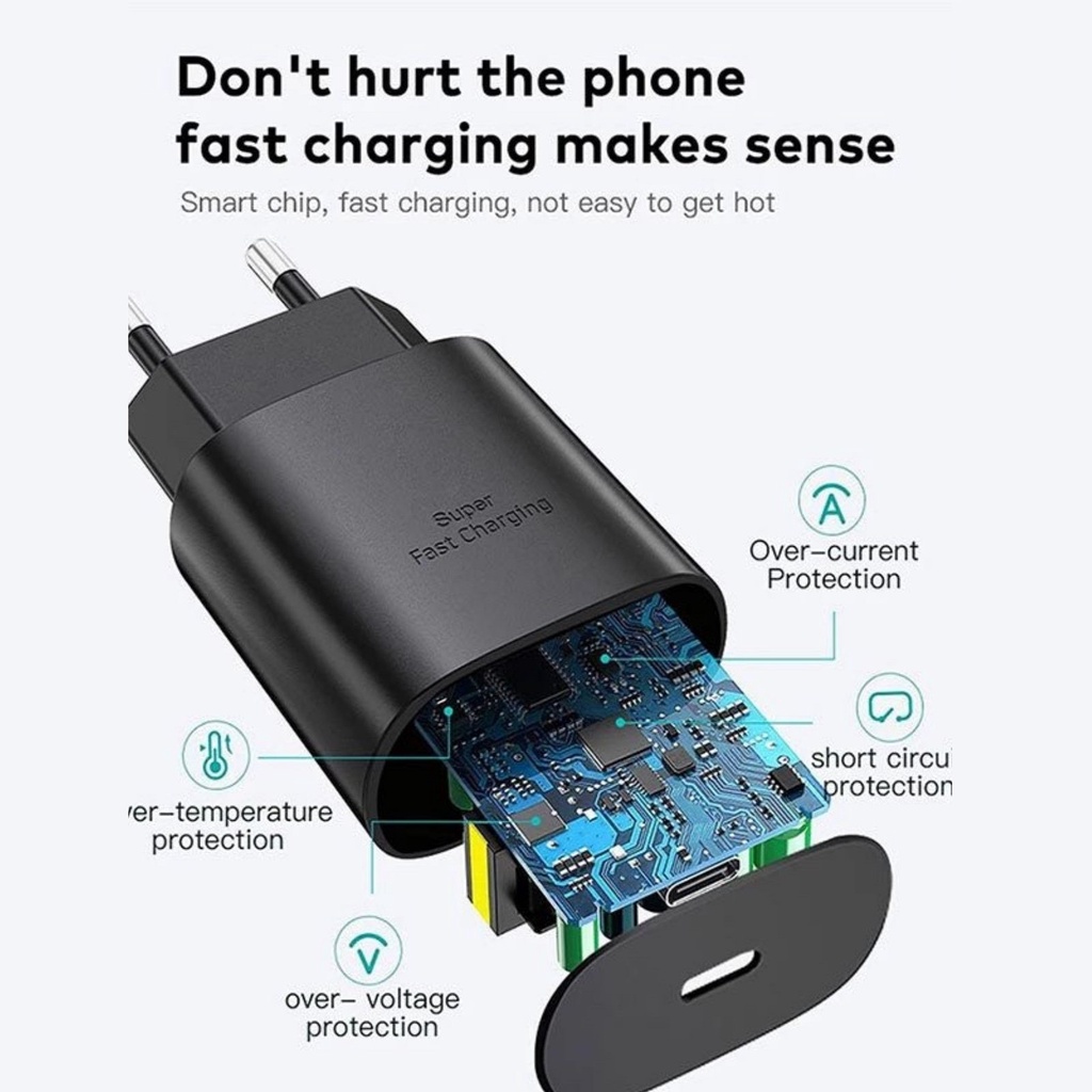 Adaptor Charger Samsung 25 Watt Super Fast Charging - PD 25W Type C to USB C for A33 A53 A73 A52s S22 S21 S20 Note 20 10