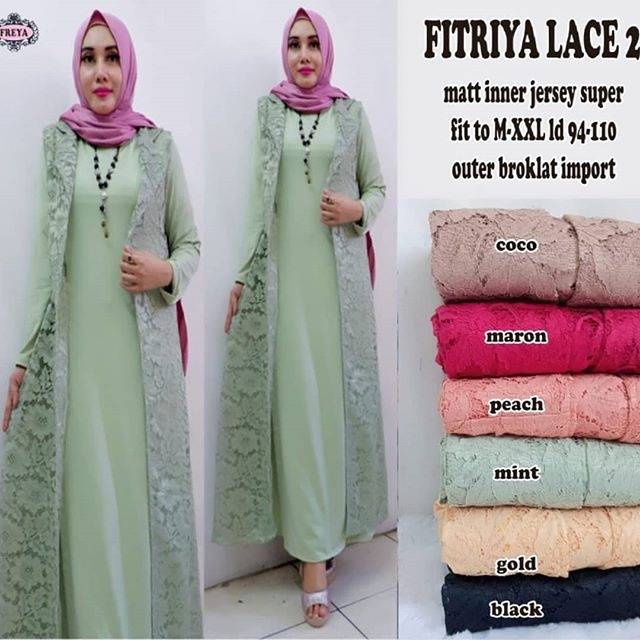 Paling Inspiratif Gamis Outer  Brokat  Naana Banaana