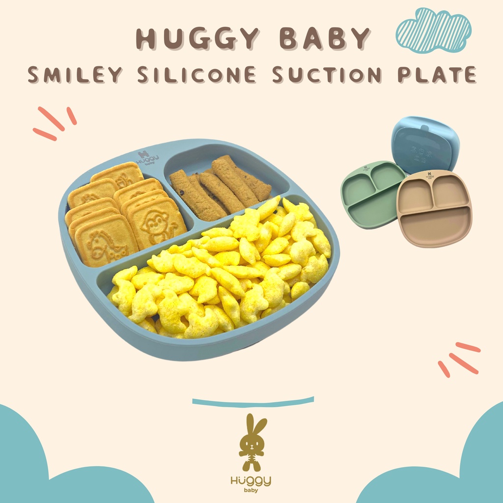 Huggy Baby AM003 Smiley Silicone Suction Plate | Piring Silikon Anak