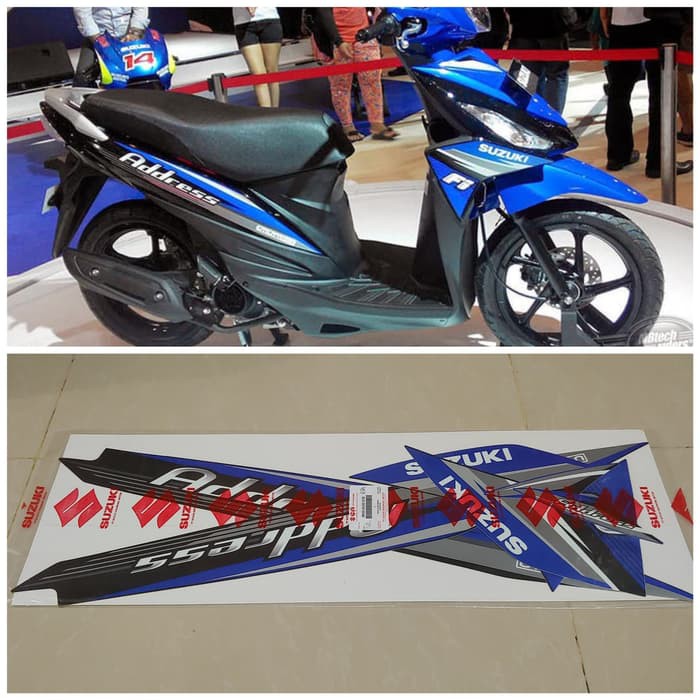 Striping Suzuki Address 2014 Hitam Biru Original