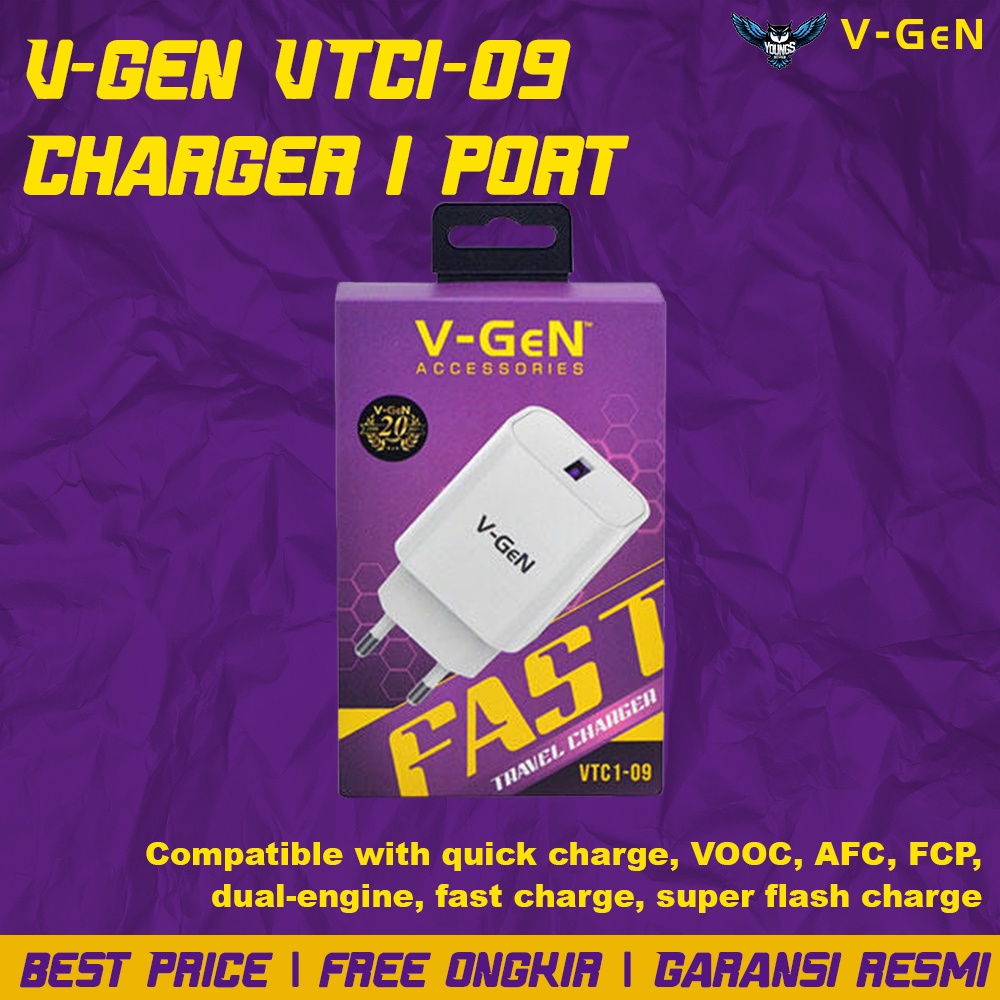 Adaptor Charger V-GeN VTC1-09 Fast Charging QC VOOC AFC FCP 18W V-GEN