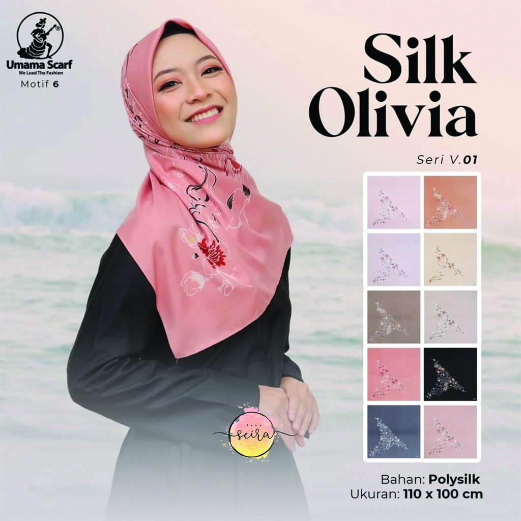 [BISA COD] Umama Kerudung / Hijab Silk Olivia Motif (Bisa Pilih Motif)-A6