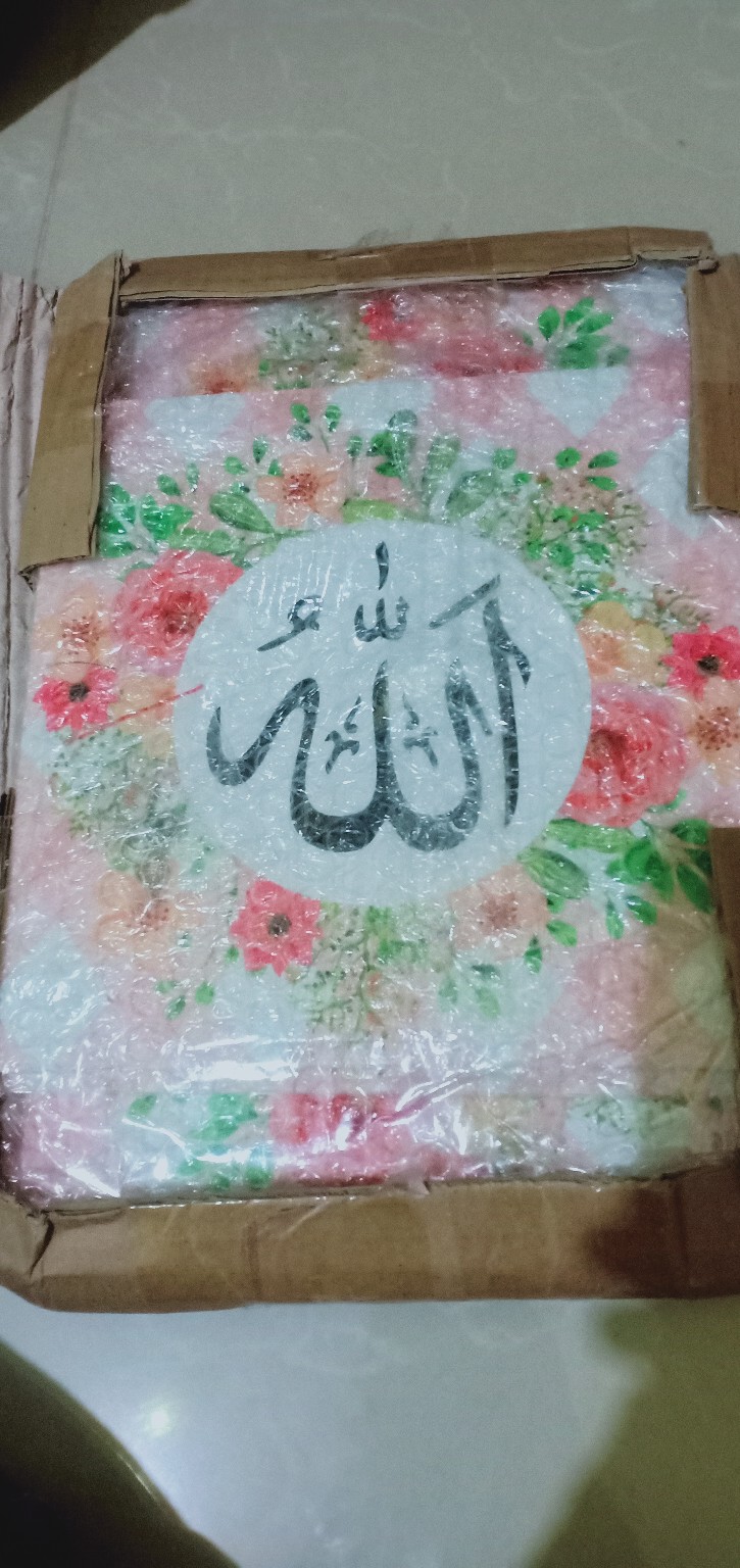 Wooden Projects Kaligrafi Islamic Shabbychic Flowers Allah Muhammad & Ayat Kursi - Lpk2
