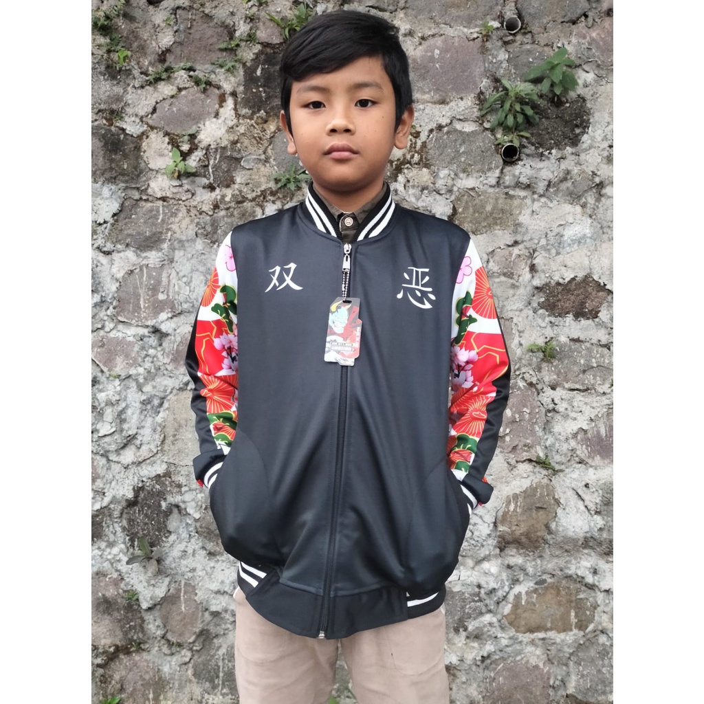 Jaket Anak Angry X Smiley Hitam &amp; Putih Printing Bahan Lotto Tebal