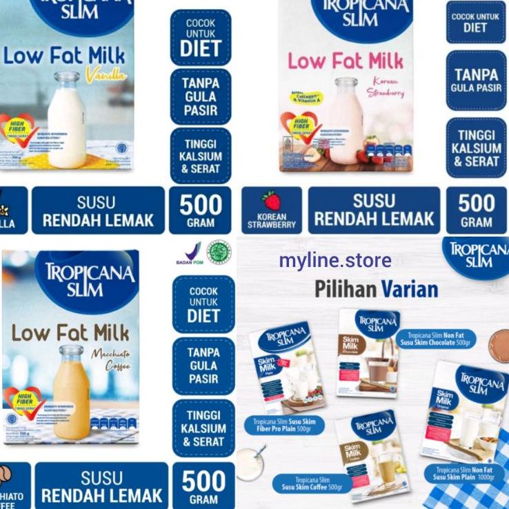 

ツ Tropicana Slim All Variant Skim Milk Low Fat dan High Fiber Milk exp.2023/2024 Coffee dan Chocolate 500gr Flash Sale