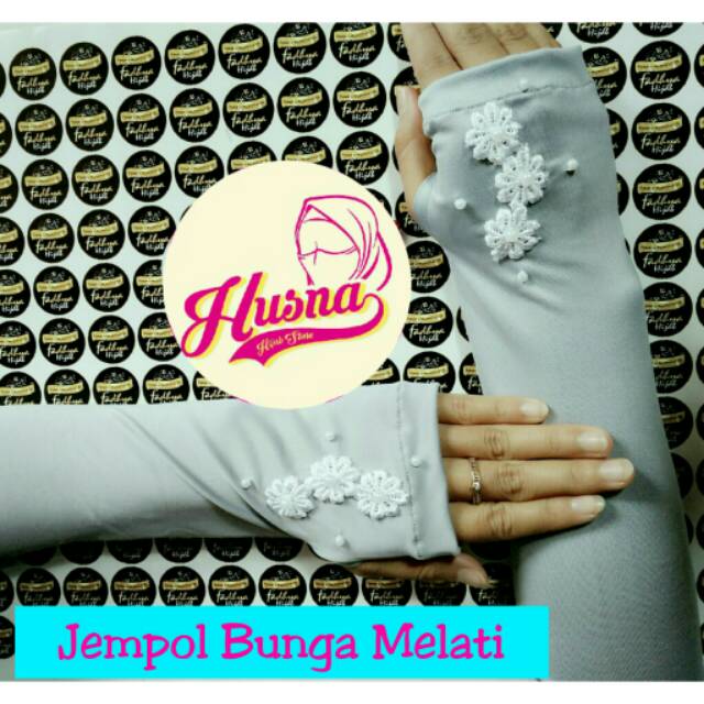 [HUSNA HIJAB] Handsock Jempol Bunga Melati / Hensok Melati