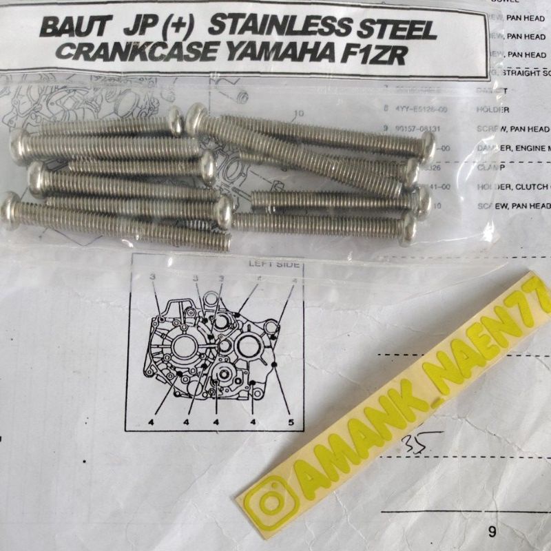 baut crankcase mesin tengah f1zr baut obeng plus stenless f1zr
