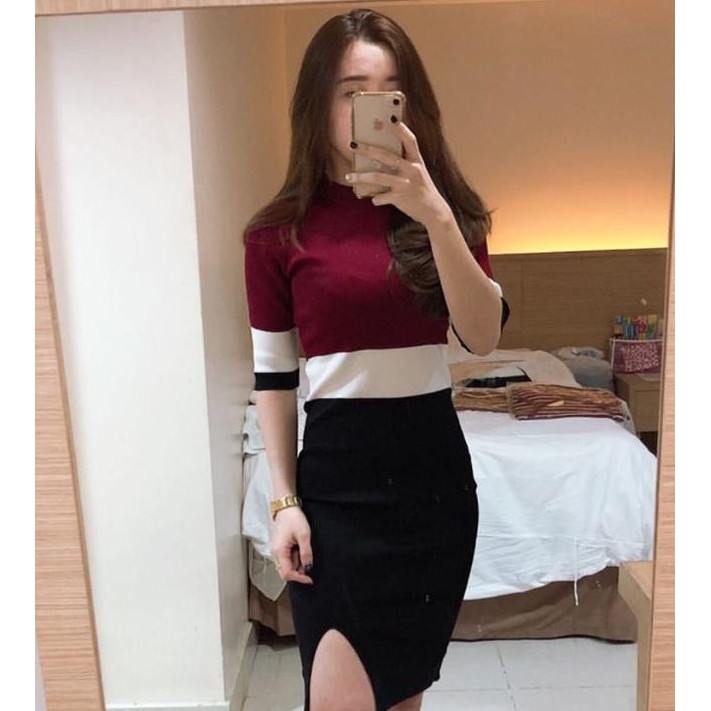 02 Fashion Rajut Wanita Chika / Dress Panjang Wanita / Dress Korea Wanita / Dress Pesta Wanita