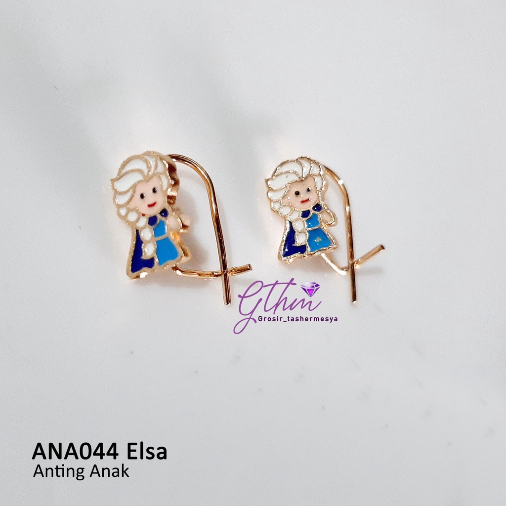 Anting Anak Elsa Frozen Princess Gold Plated Anti Karat Jual Titanium ANA044 GTHM