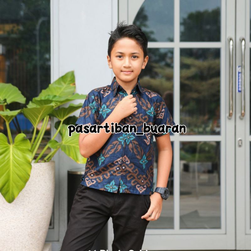 Batik Batik Iskandar Couple Gamis Kemeja Songket Zigzag Baru Biru