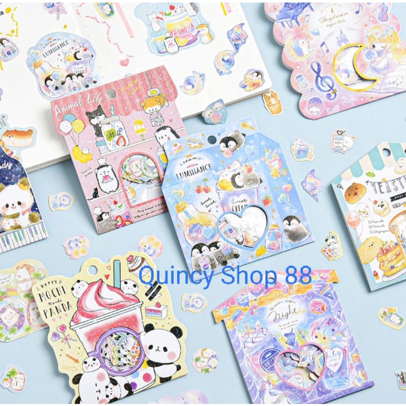 

42 Pcs Stiker Cute Kawaii Pinguin, Panda, Girl