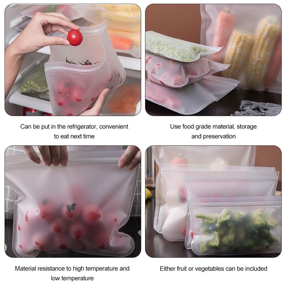 BRGUNIK Reusable Ziplock Silicone Silikon Pouch Bag Tas Penyimpanan Makanan Kedap Udara Anti Bocor Fridge Organizer R465