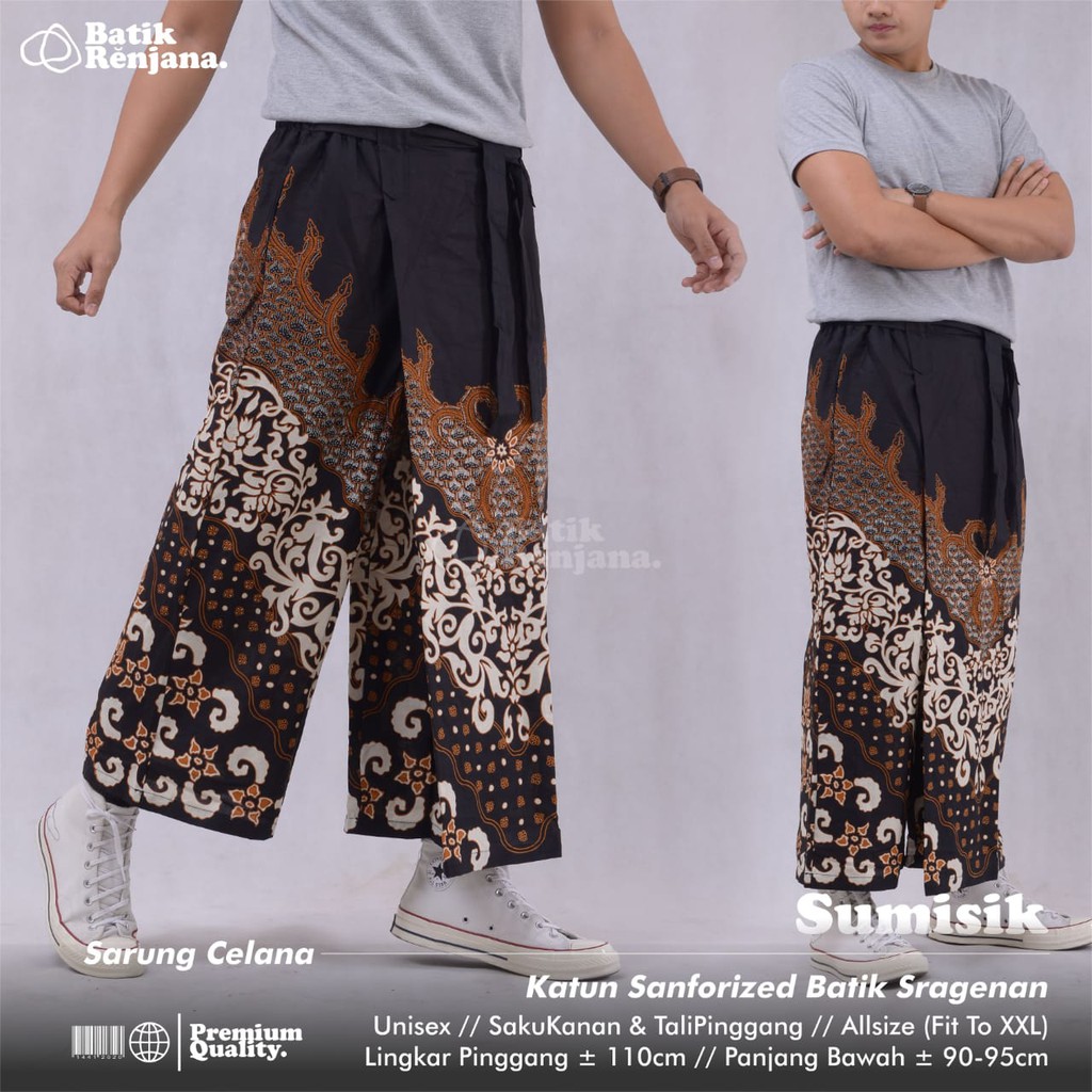 SUMISIK Sarung Celana Batik Pria Cowok Dewasa Premium Motif Batik Lebaran Asli Solo RENJANA