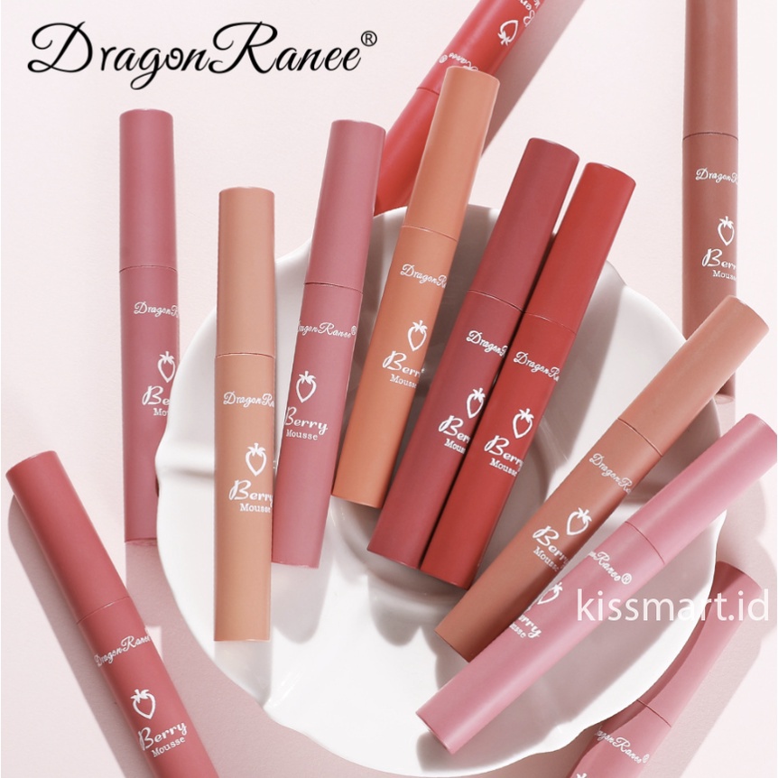 DRAGON RANEE Lip Glaze Berry Mousse Matte Lipstik Waterproof And Drable TD001