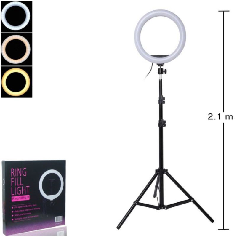 Tripod Lampu Ring Light LED 26cm + Tripod 2.1 meter Selfie Vlogger