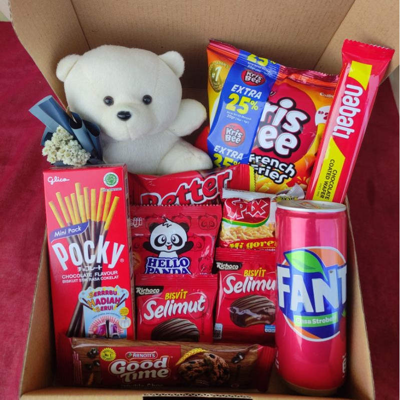 

[FREE MINI BUKET BUNGA] Hampers Snack & Hadiah Ultah, Seminar wisuda & Kado Pacar Kece Abis