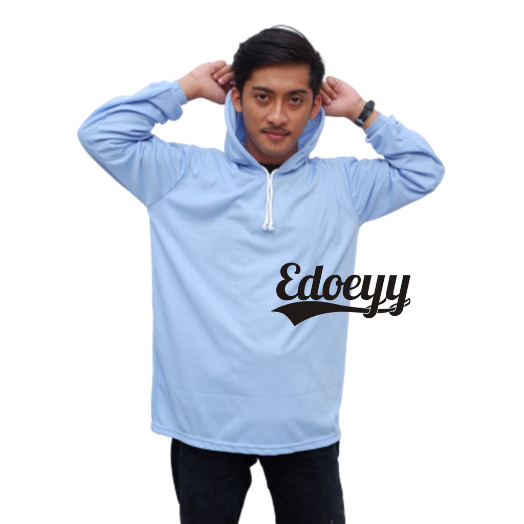 Kaos Kupluk BIRU MUDA Lengan Panjang, Kaos Kupluk, kaos Murah, Kaos Proyek, Kaos Tani, Baju  Hoodie