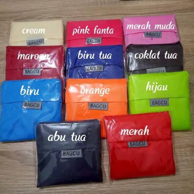 Kantong belanja lipat / tas belanja lipat / baggu / bagcu / polos